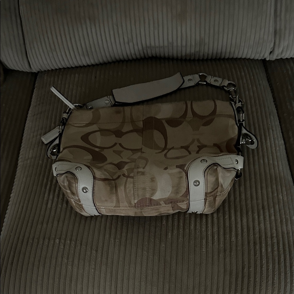 Coach Tan and Cream Shoulder Bag